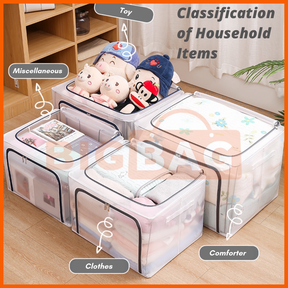 Transparent Storage Box Foldable Clothes Storage Box Waterproof Kotak ...