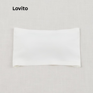 Essential Item) Lovito Casual Tupe Tops Elegant Plain Seamless