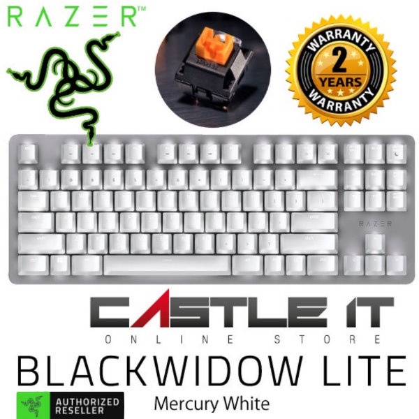 Razer BlackWidow Lite Mercury White Orange Switch Silent Mechanical