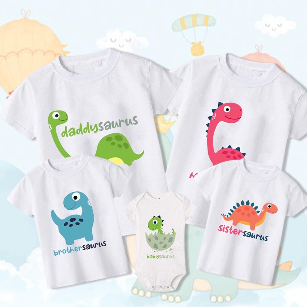 Cute Saurus Dino Cartoon Family Matching Outfits Shirt Father Mother ...