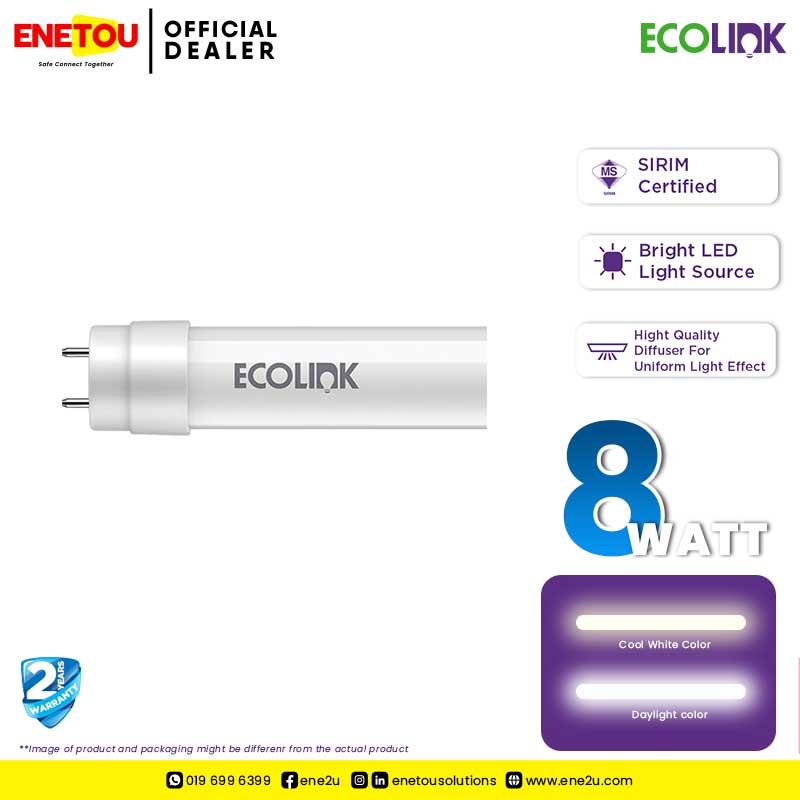 [10PCS] ECOLINK 8W LED TUBE 600mm (740 | 765) | Shopee Malaysia