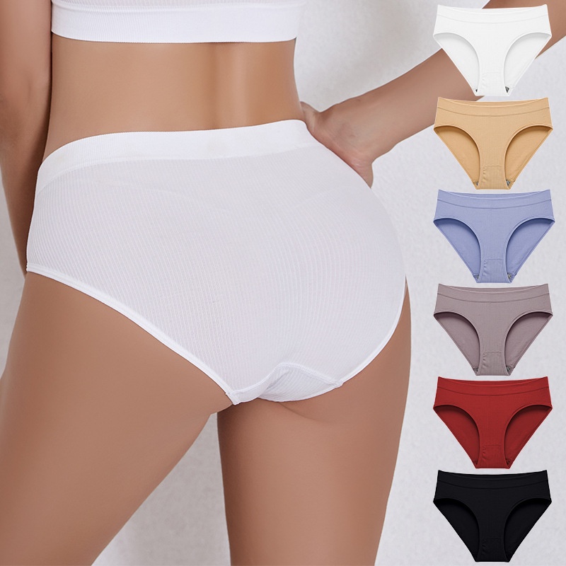  Women's Seamless Underwear Mid Waist High Elastic