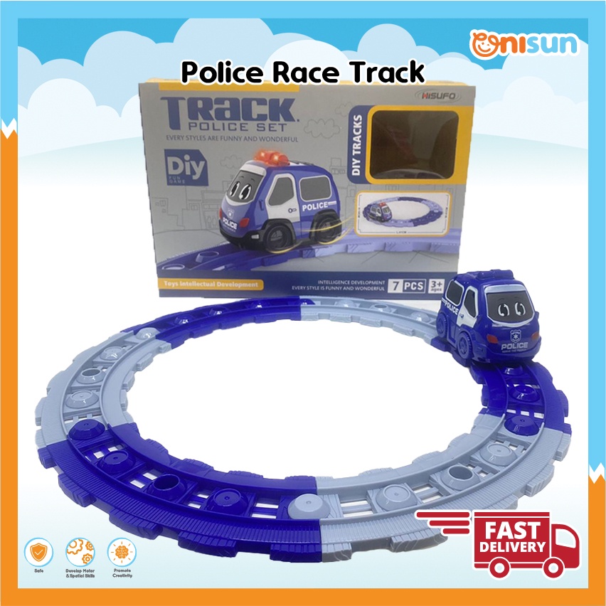 7 in 1 Kids Police Car With Track Light & Sound Battery Operated ...