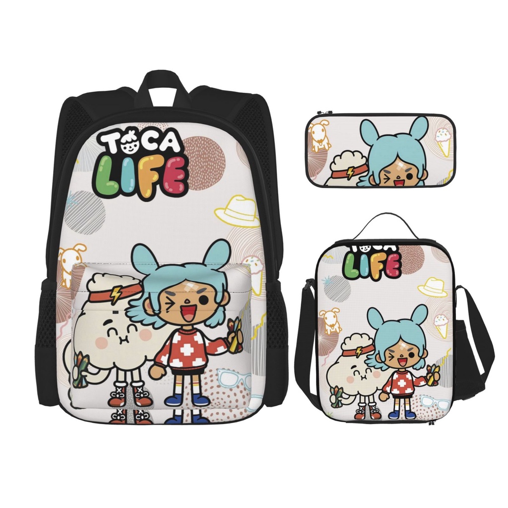 Toca Boca Children Backpack Set with Schoolbag Lunch Bag Pencil Case