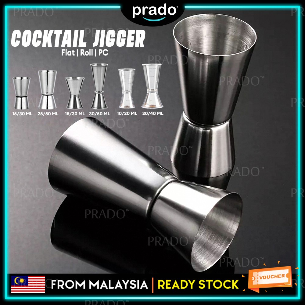 PRADO Cocktail Jigger Dual Spirit Stainless Steel PC Resin Measure Cup