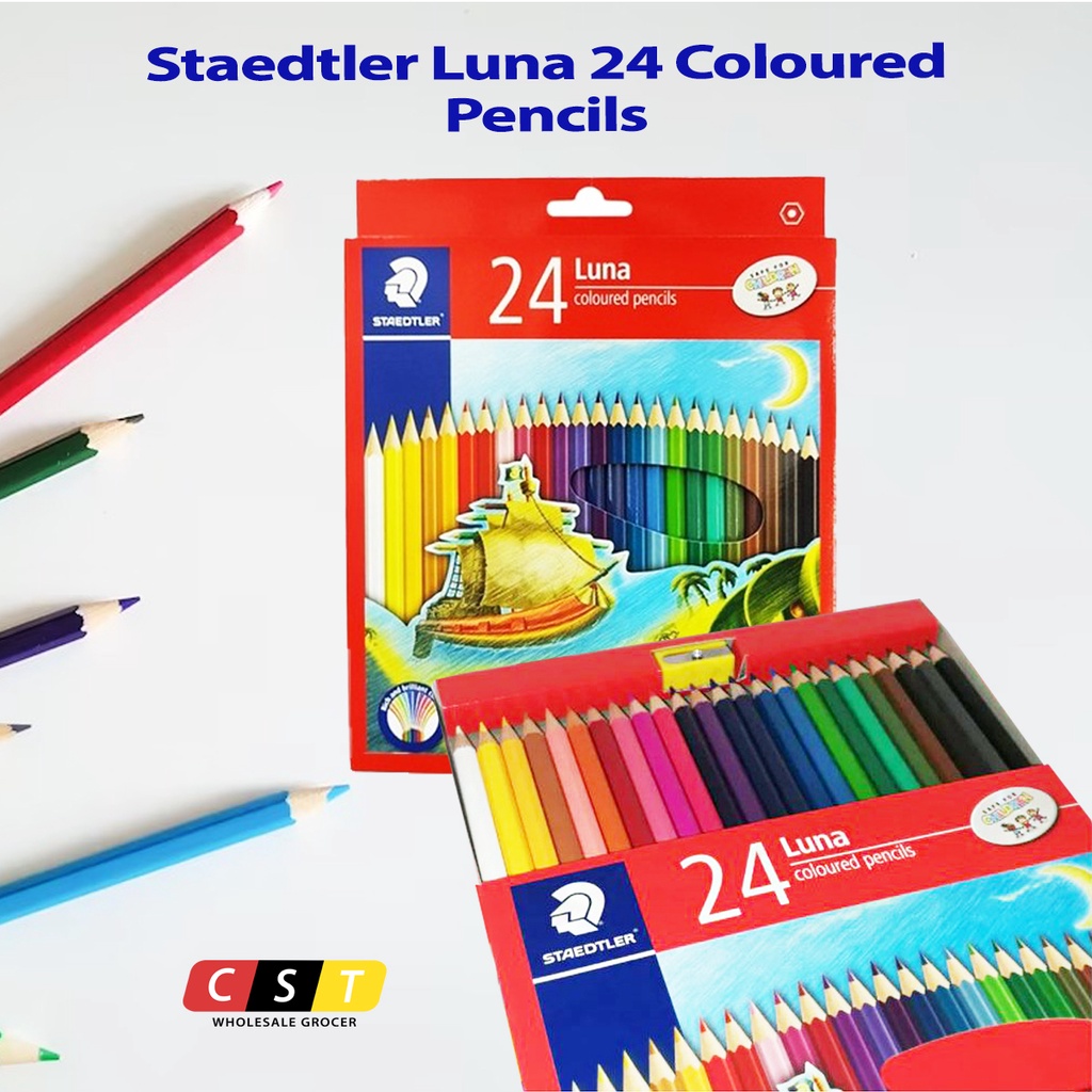  STAEDTLER Luna 24 Colors Coloured Pencil Set with FREE Pencil  Sharpener : Office Products