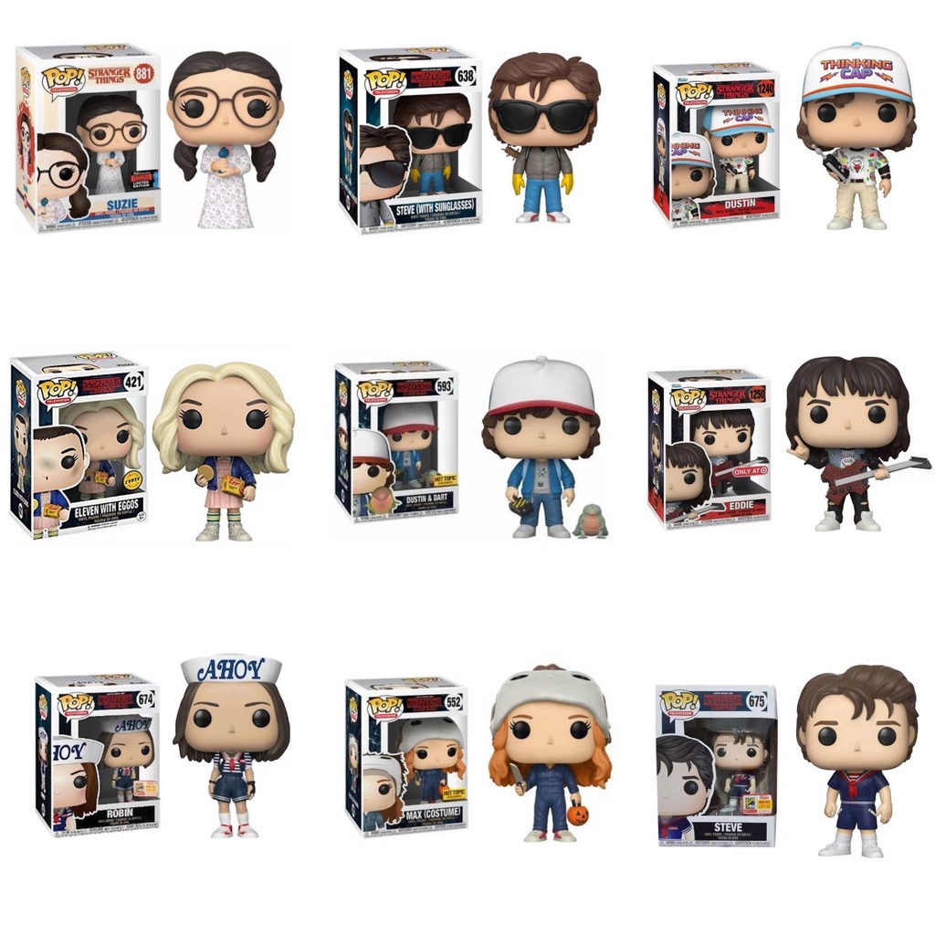 Funko Pop Stranger Things Dustin Dart Eleven Suzie Steve Robin Eddie ...