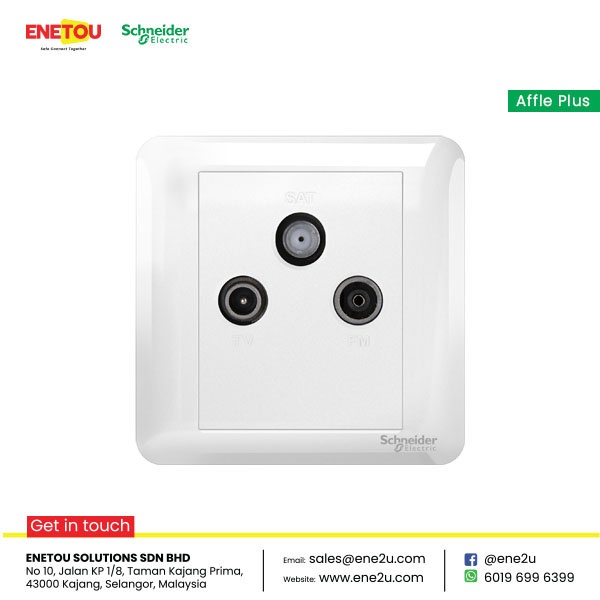 SCHNEIDER AFFLE PLUS A3G33SMATV TV/FM/SAT SOCKET OUTLET W/O LOOPING ...