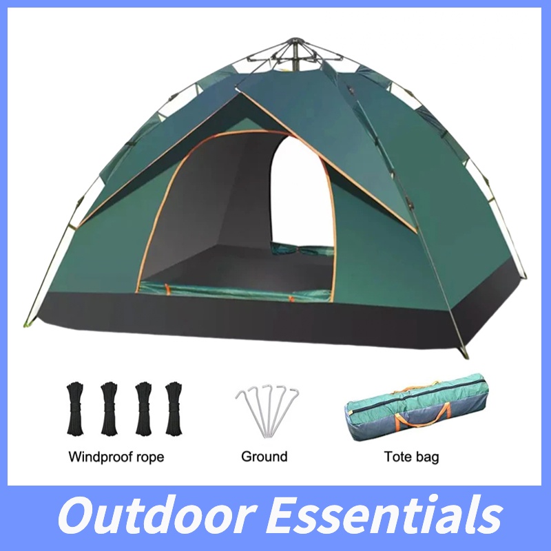 Camping Tent for 3-4 Persons Outdoor Tent Auto Tent Sleeping Bag ...