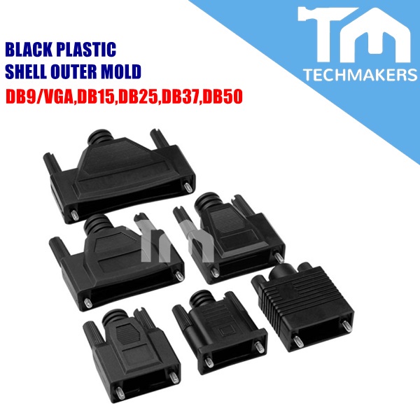 1pc of DB9/DB15/VGA/DB25/DB37/DB50 DB Black Plastic Shell Housing Casing Case Hot Glue Outer Mold Sillicone Rubber