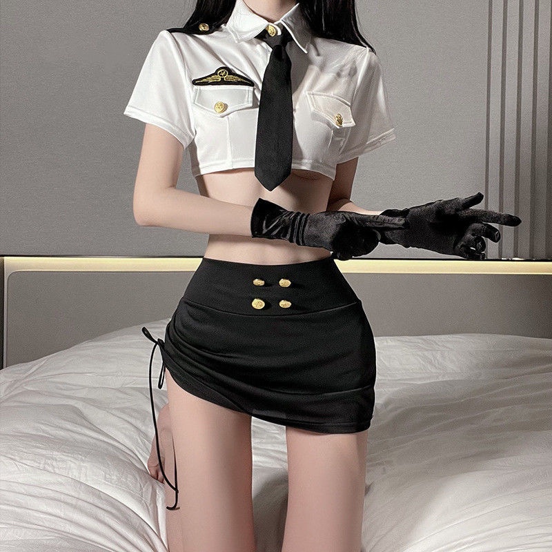 Sexy Lingerie Waistless Temptation Hip Skirt Cos Night Club Professional Wear Policewoman