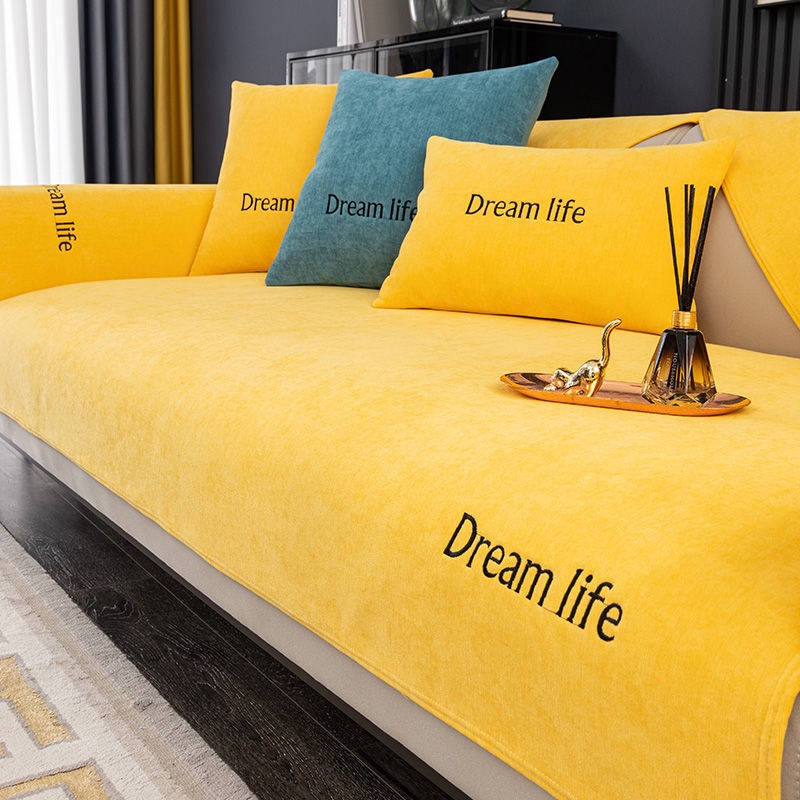 1 2 3 4 Seat Sofa Cushion Allseason Universal Antiskid Cushion Leather Sofa Cover Chenille