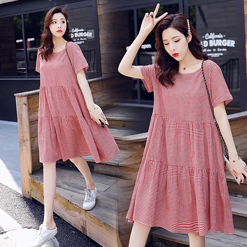 Medium Long Dress Women Summer 2023 New Korean Short Sleeve Dress Large ...