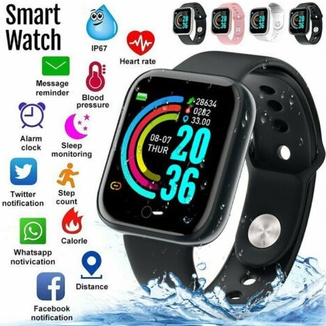 New Smart Watch Bluetooth IP67 Waterproof Y68 Fitness Tracker Jam Tangan Heart Rate Monitor Sport Watch Smart Band Shopee Malaysia