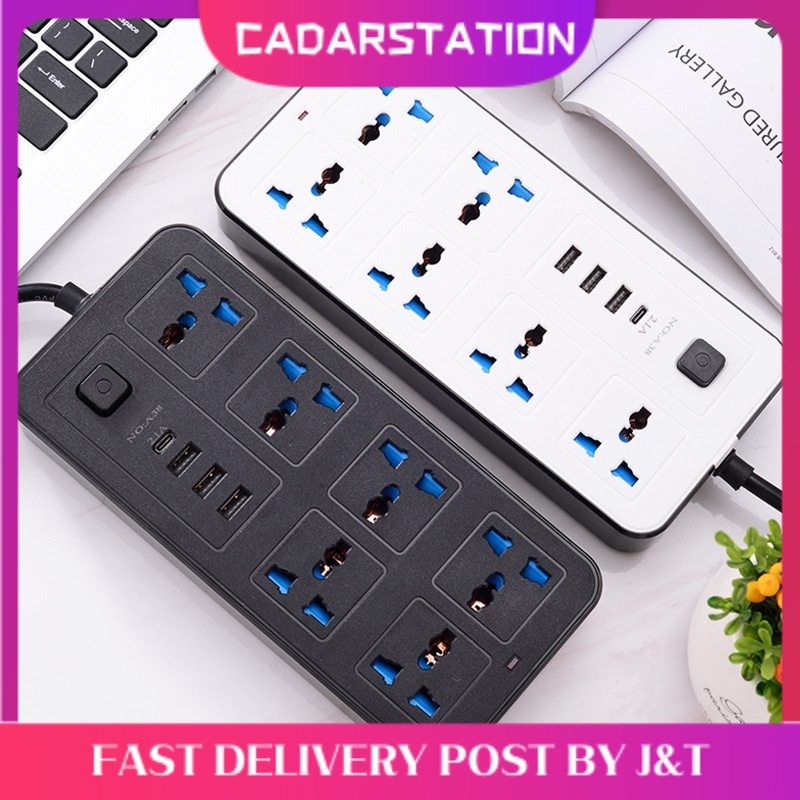 CS_ USB C + 3 USB Port 6 Universal Power Strip Extension Plug Power