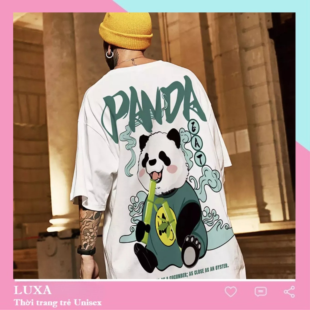 Panda LUXA unisex wide-form t-shirt, ulzzang men's and women's T-shirt ...