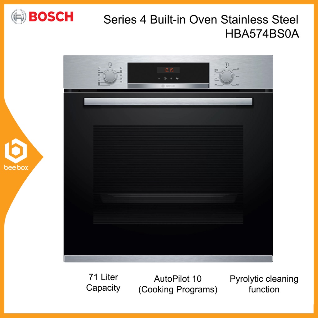 Bosch HBA574BS0A Series 4 Built-in Oven, 71L, 60cm, Stainless Steel ...