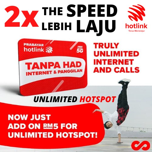 (Free SIM Free Registration) Hotlink Prepaid Plan Unlimited Data ...