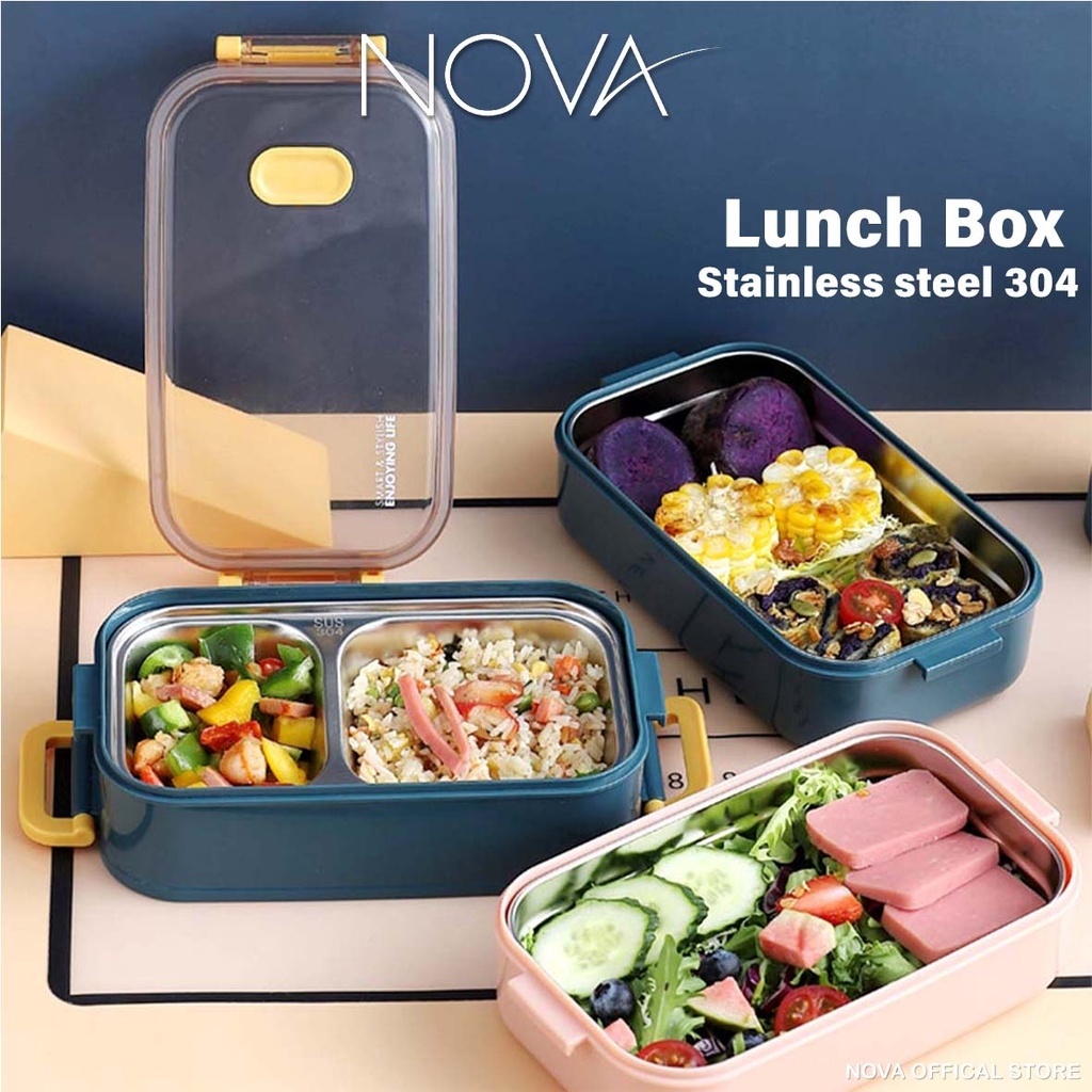 NOVA 304 Stainless Steel Airtight Tupperware Lunch Box Dinnerware Set Student Workers精美双层/单层饭盒