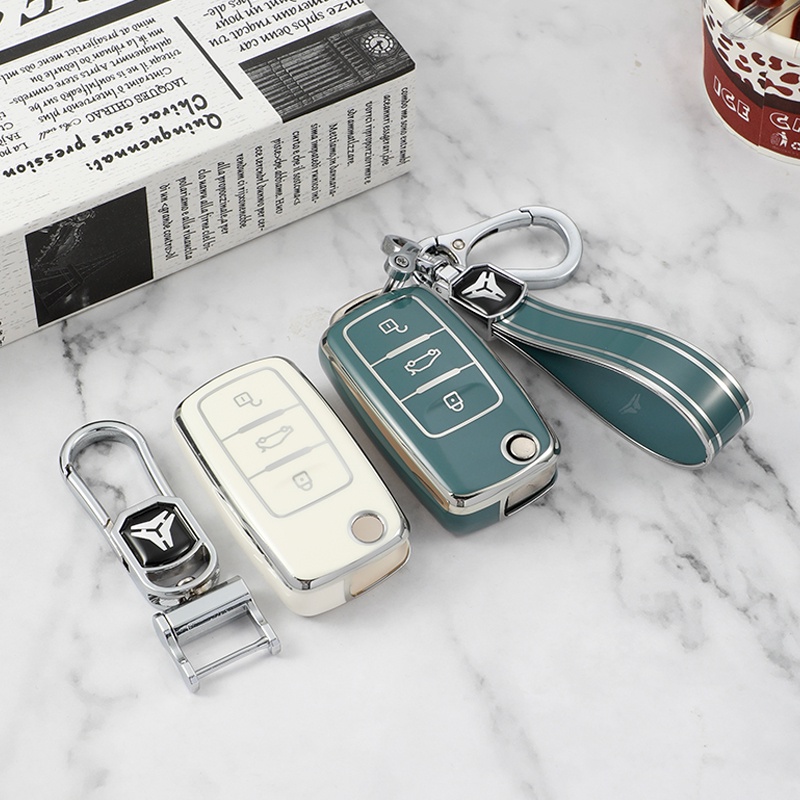 Soft TPU Car Flip Key Cover Case Keychain Protector For Volkswagen VW