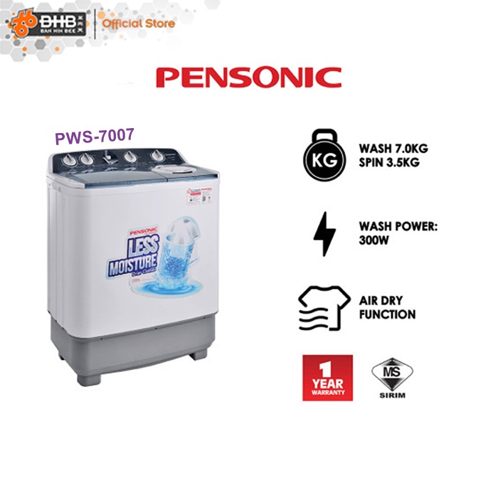 Pensonic Semi Auto Washing Machine 7KG PWS7007 Shopee Malaysia