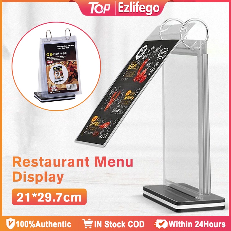 Acrylic Display Stand - Set Of 4 Pcs, Sign Holder, Clear Table Menu Holder, Display Stand, Desktop Paper Poster Holder Frame, Transparent Display Stand (White, A4-Vertical