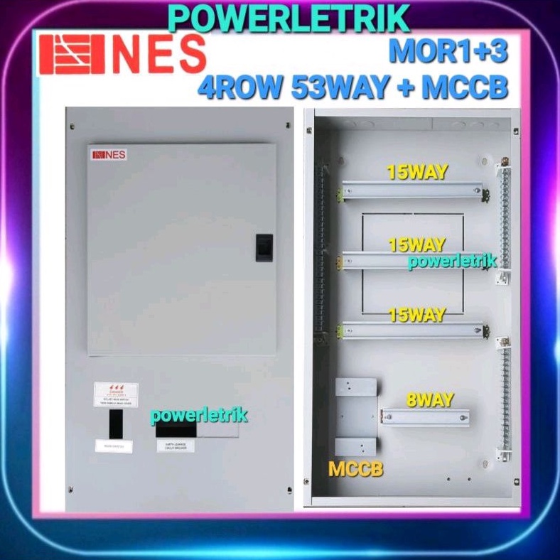 NES METAL DB SINGLE/THREE PHASE MOR1+3 4ROW 53WAY+ (MCCB) METAL CLAD