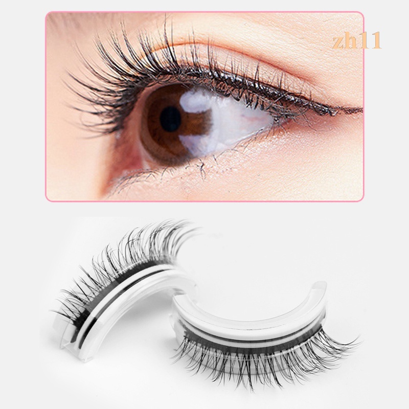 zh11 2pcs Self Adhesive Eyelashes New Reusable Adhesive Eyelashes Self