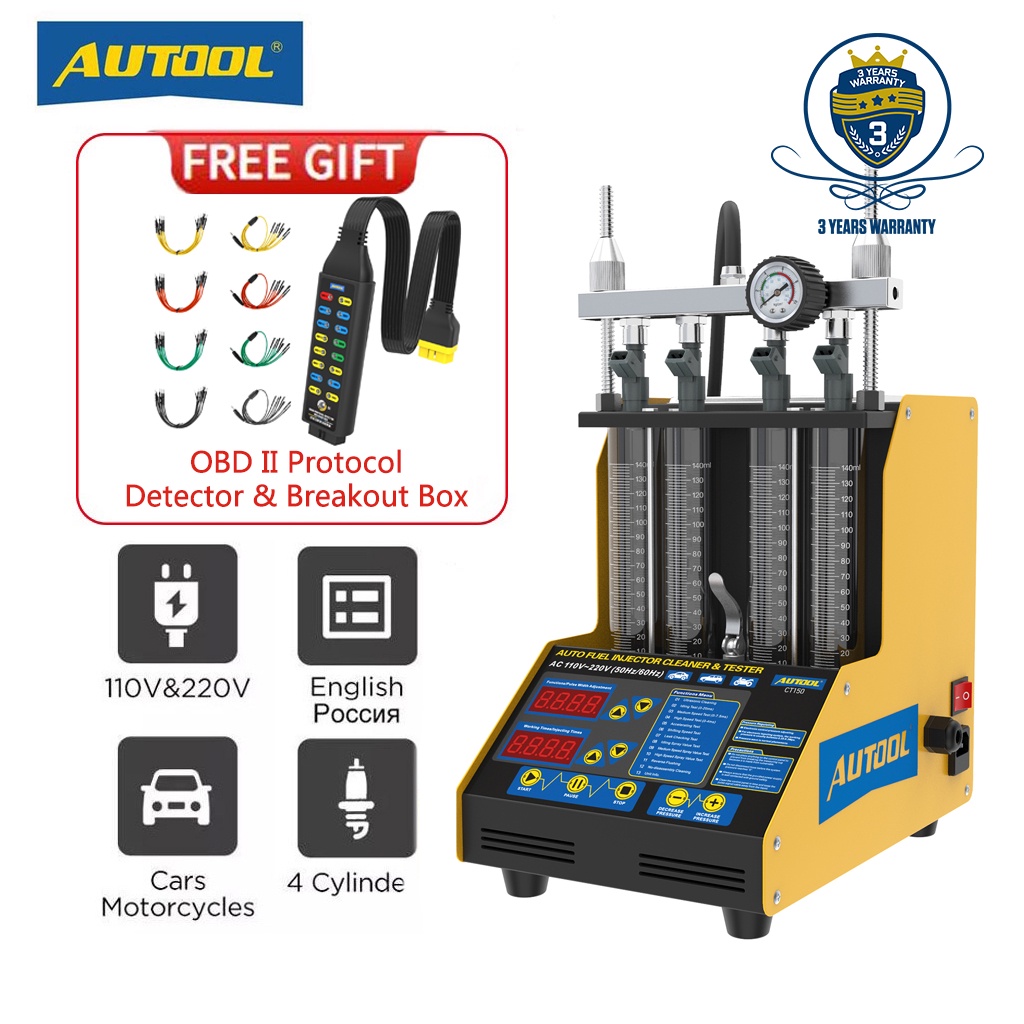 AUTOOL Ready Stock 220V Car Motorcycle Fuel Injector Tester Cleaning