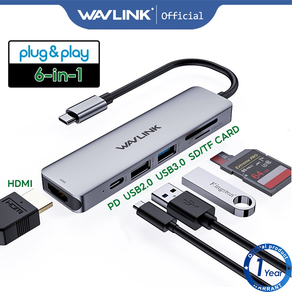 Wavlink Aluminum USB C Hub, PD 7-in-1 USB C Adapter, with 87W Power ...