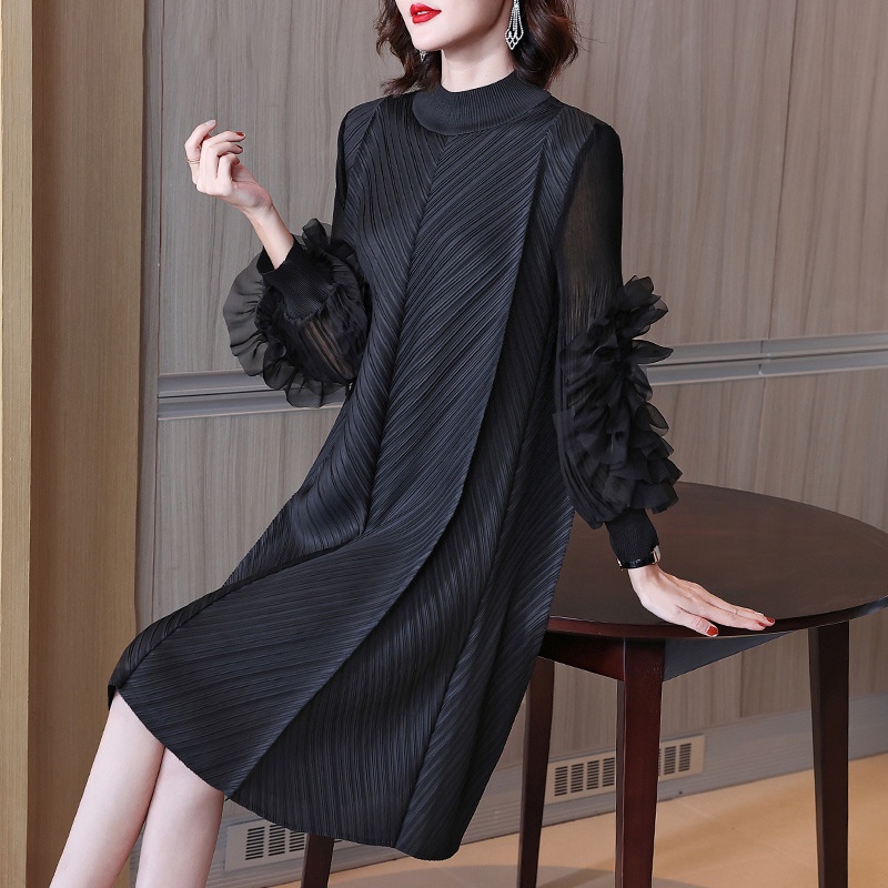 2023 New Style High End Temperament Mom Slimmer Look Stretchy Large Size Stand Up Collar Over 1321