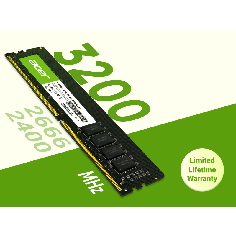 ACER DDR4 PC4 8GB 2666MHz/3200MHz CL19/CL22 UD100 RAM - LONG DIMM PC ...