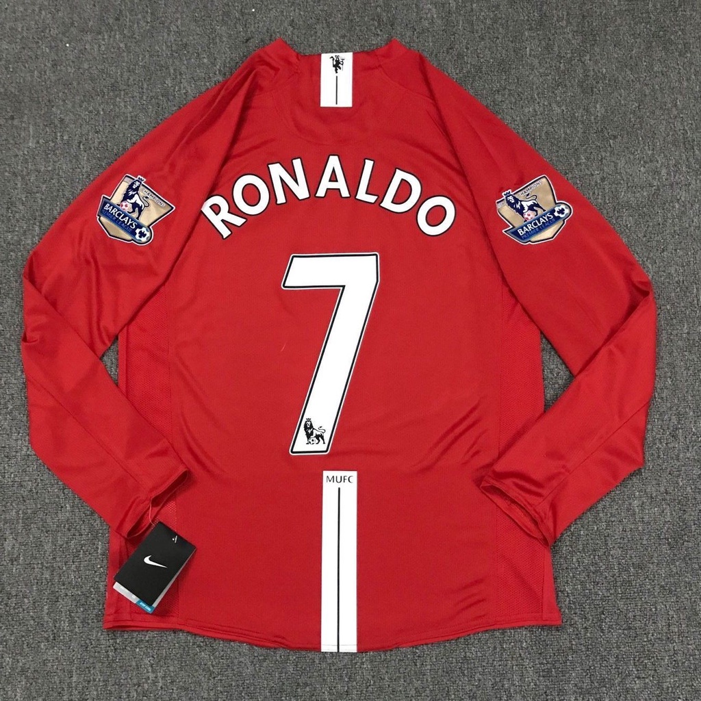 0708 Manchester United Home lengan panjang Jersey No. 7 C Ronaldo Retro
