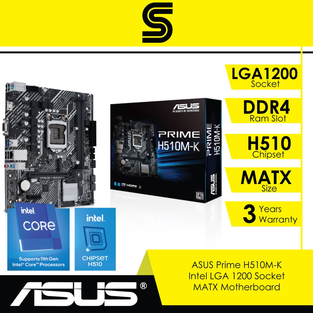 ASUS Prime H510MK Intel LGA 1200 Socket MATX Motherboard Shopee Malaysia