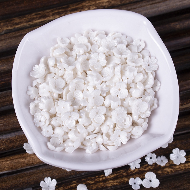 50pcs White Imitation Shell Flower Holder Loose Beads DIY Jewelry ...