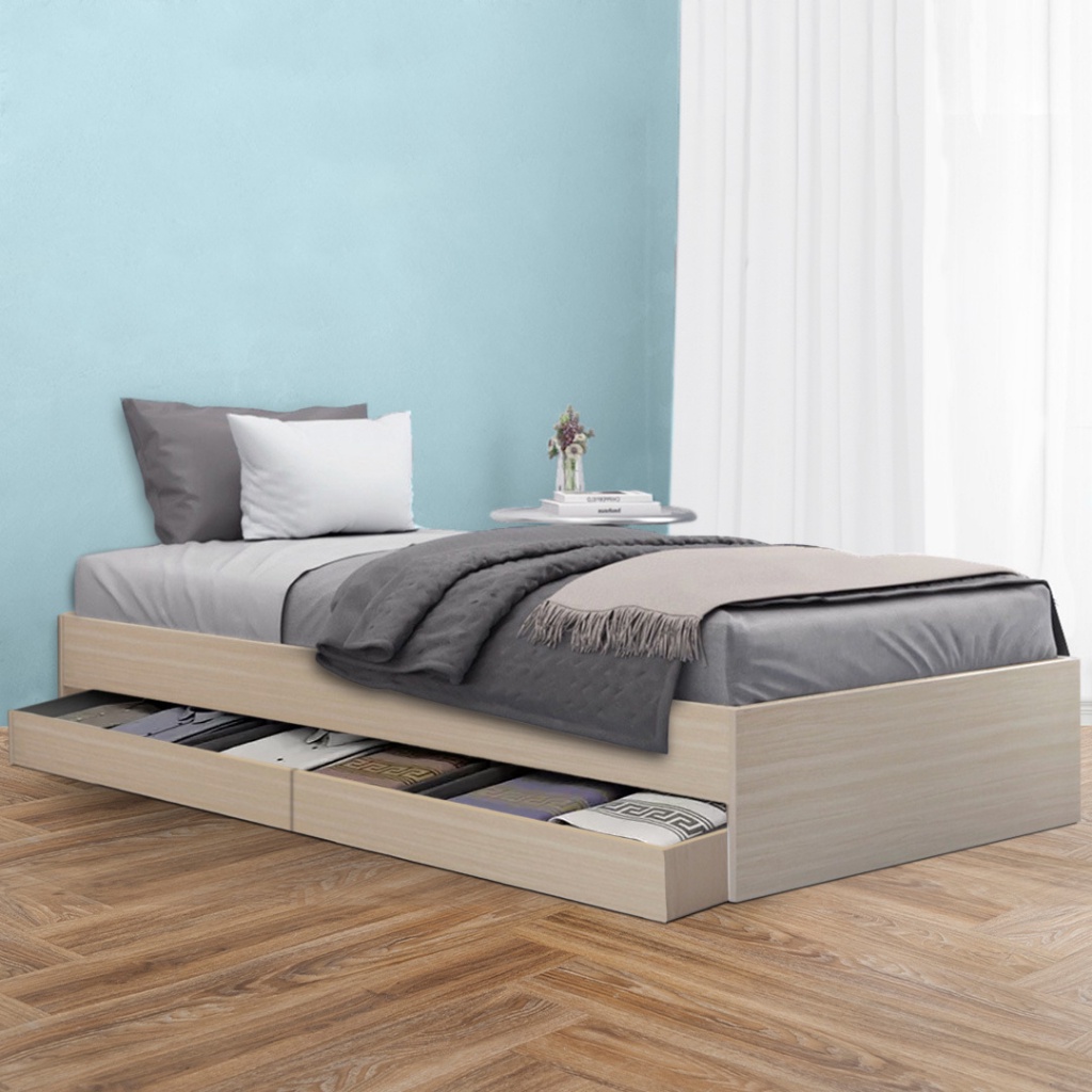 KENZZO !!! SNOW SERIES SINGLE PULL OUT BED / Wooden Single Bed Frame ...