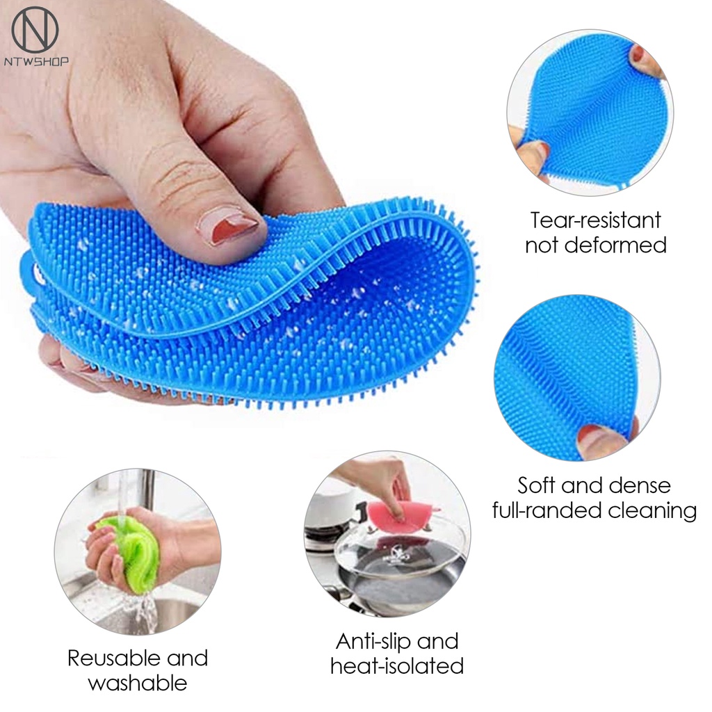 NTW Silicone Dishwashing Sponge Household Cleaning Sponge