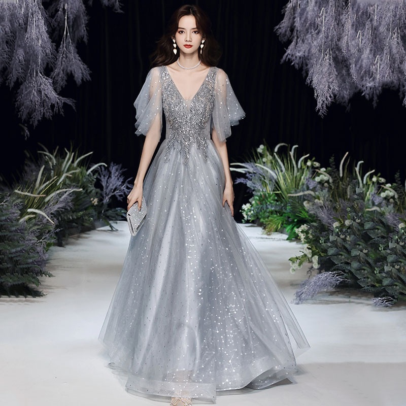 TAVIMART  -  Sexy Sheer Mesh Patchwork Sequin Banquet Evening Dresses Women Spring Slash Neck Slim Long Dress Autumn Backless Hollow Vestidos