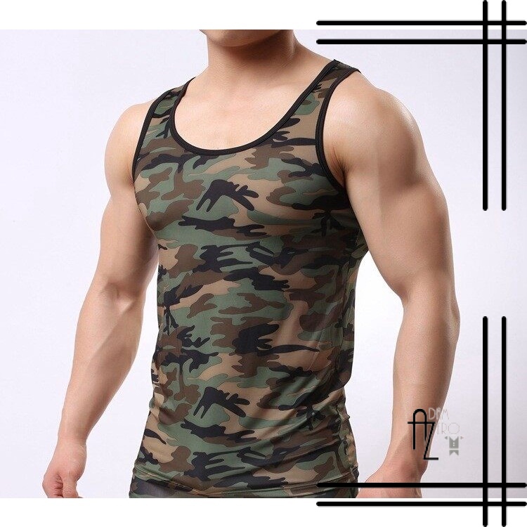 Adam Zero Sleeveless Men's Camouflage Tank Top Baju Singlet Lelaki ...