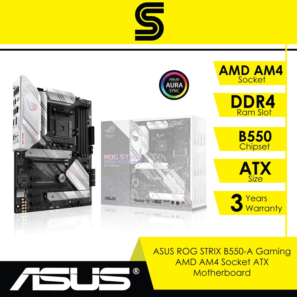 ASUS ROG STRIX B550-A Gaming AMD AM4 Socket ATX Motherboard | Shopee