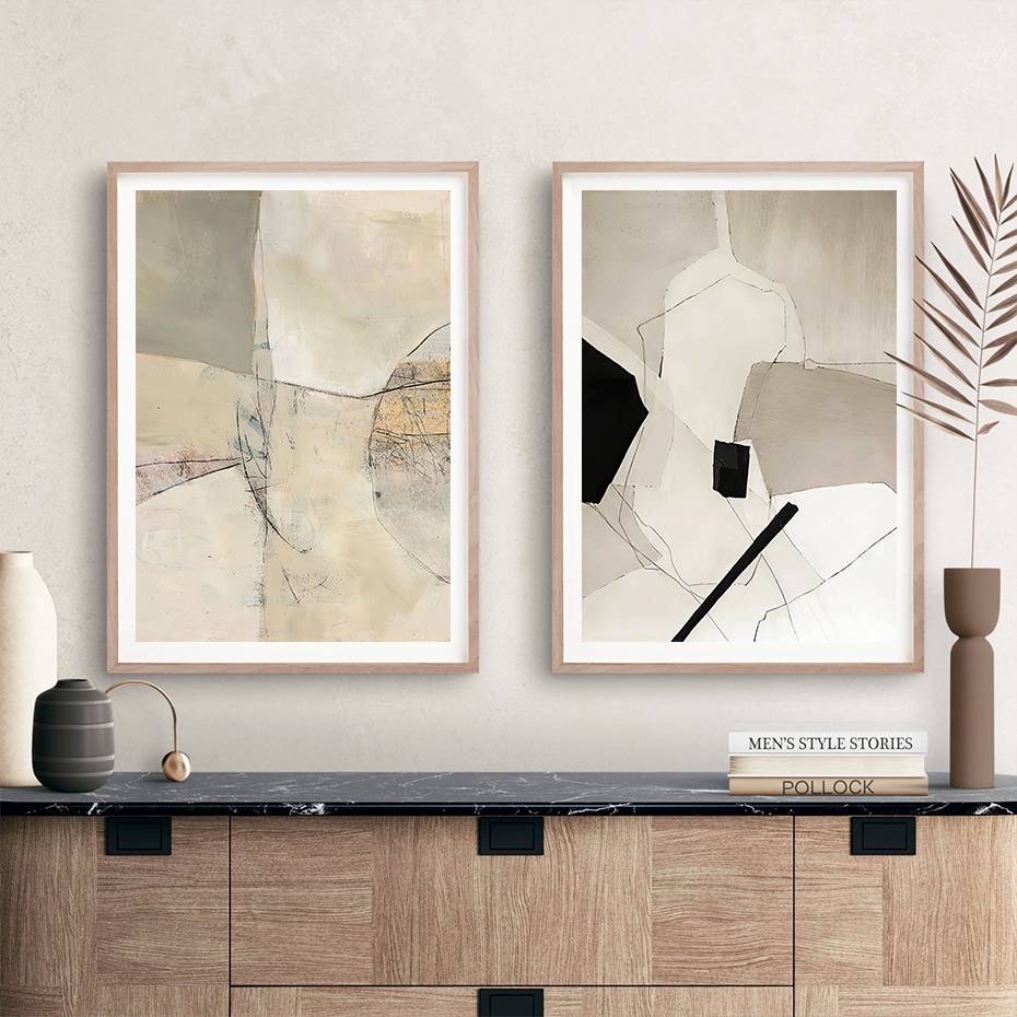 Modern Abstract Geometric Mid Century Posters Canvas Painting Wall Art ...