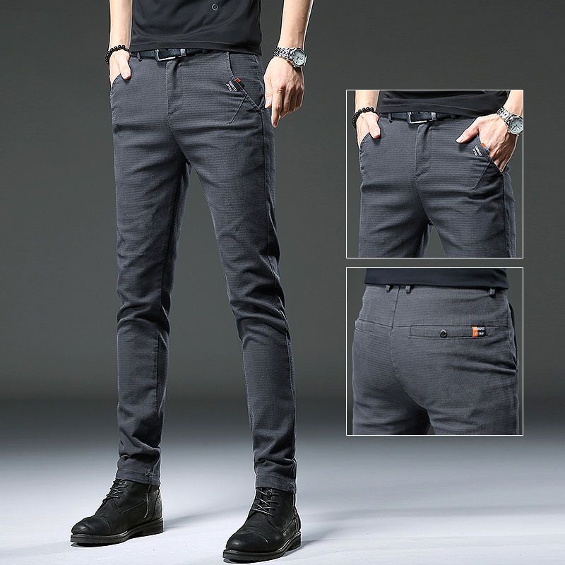 Men's Stretch Slim-Fit Skinny Pants Casual Long Men | Shopee Malaysia