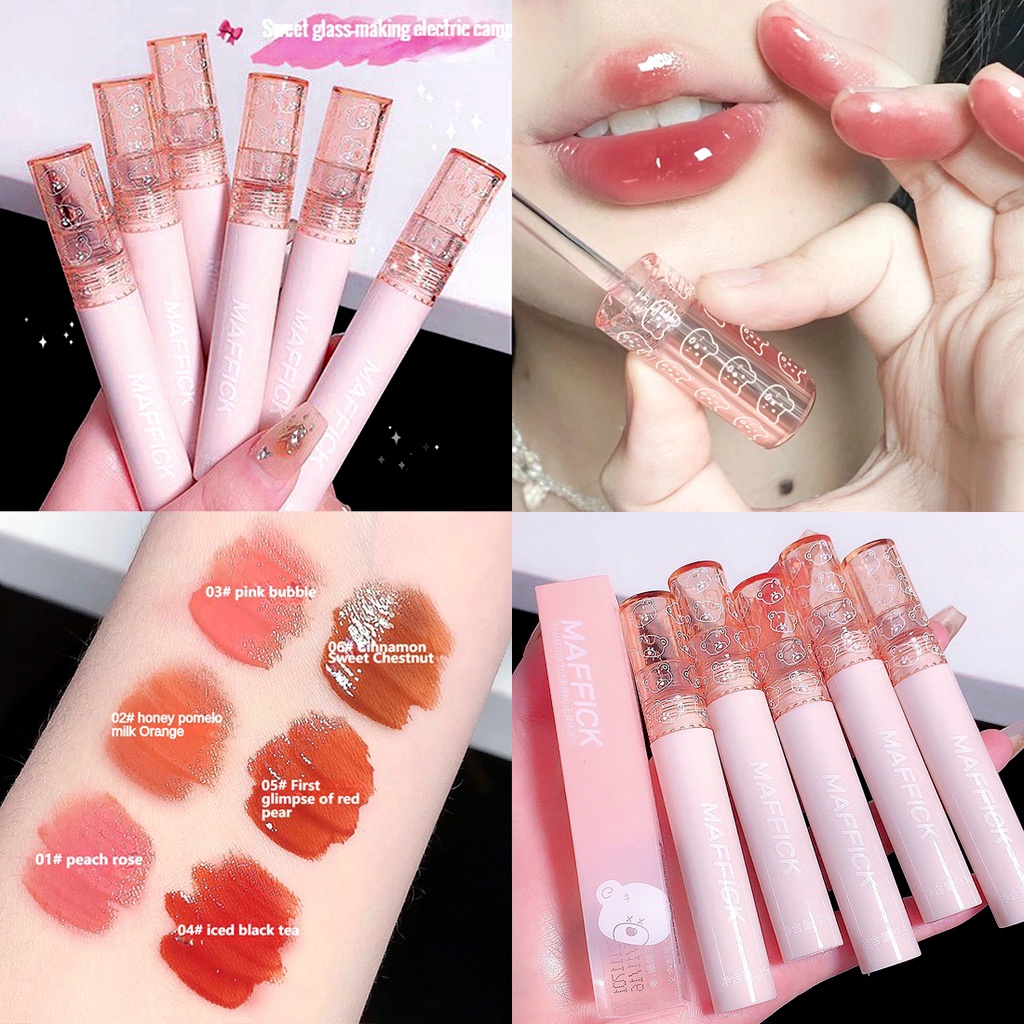 Bubble Lip Glaze Mirror Water Lip Gloss Long Lasting Moisturizing High ...