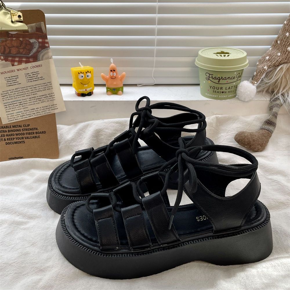 Raya Retro Platform Roman Sandals Women's Summer New Ins Trendy Black ...