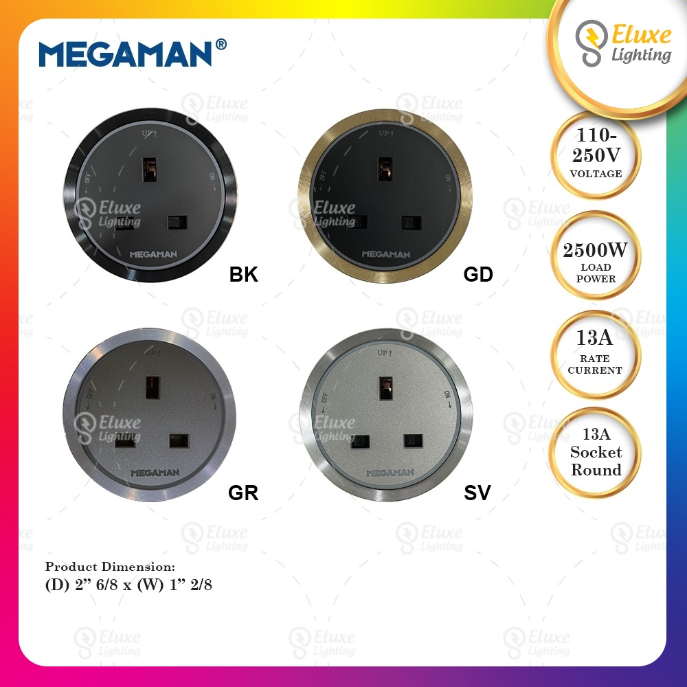 [SIRIM] Megaman UK-Socket Round Removable Adapter Power Track Socket ...