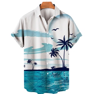 Men's Hawaiian Shirts Coconut Tree 3D Print Summer Loose Short