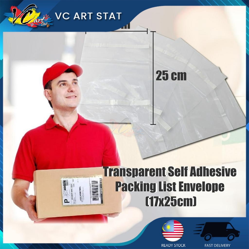 Transparent Self Adhesive Packing List Envelope (17x25cm) Shopee Malaysia