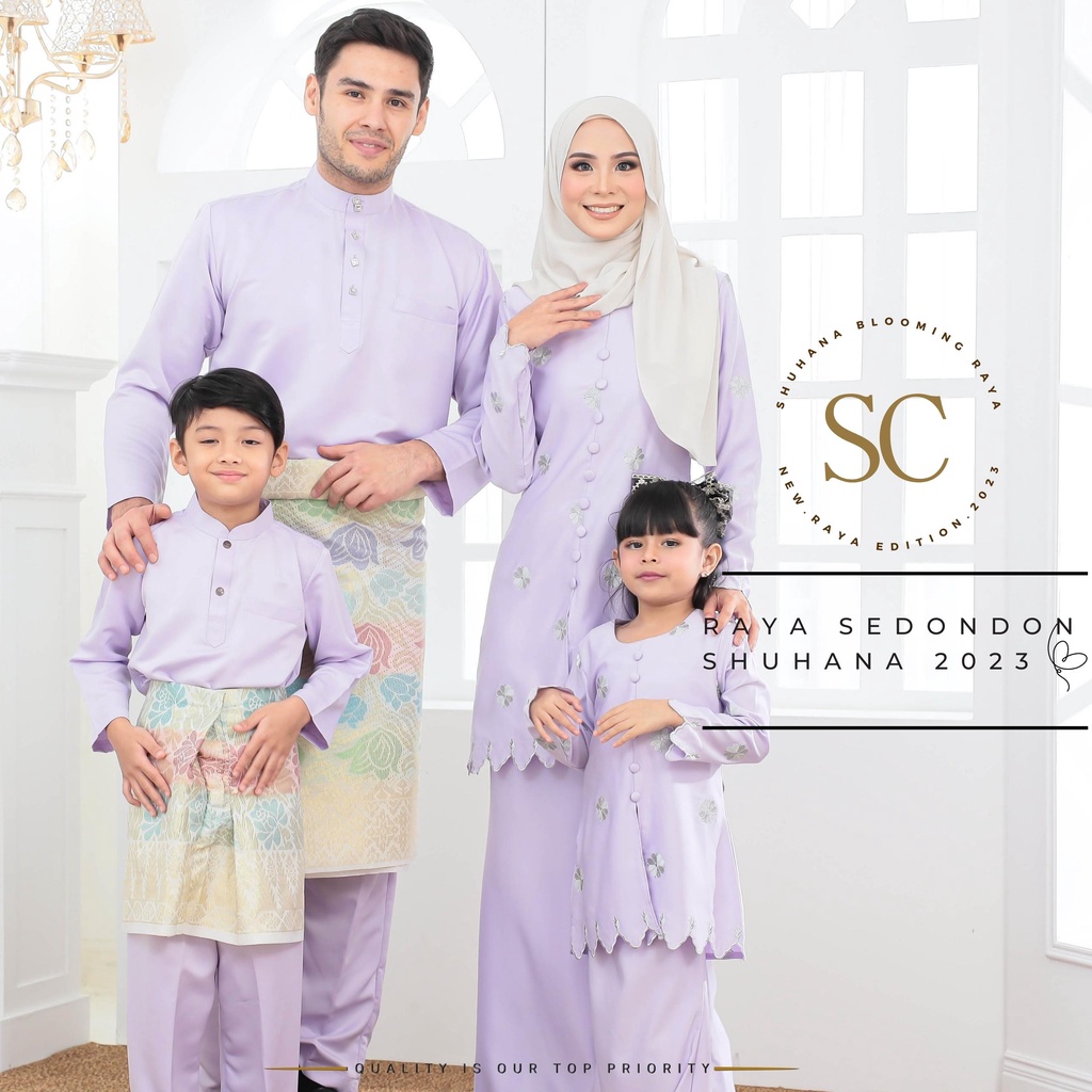 Baju Raya 2023 Sedondon Hana Suri Kebarung Baju Kurung Moden Set Family ...