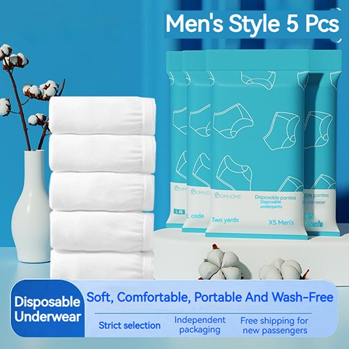 5 Pcs Disposable Underwear Men's Briefs Disposable Underpants for Man