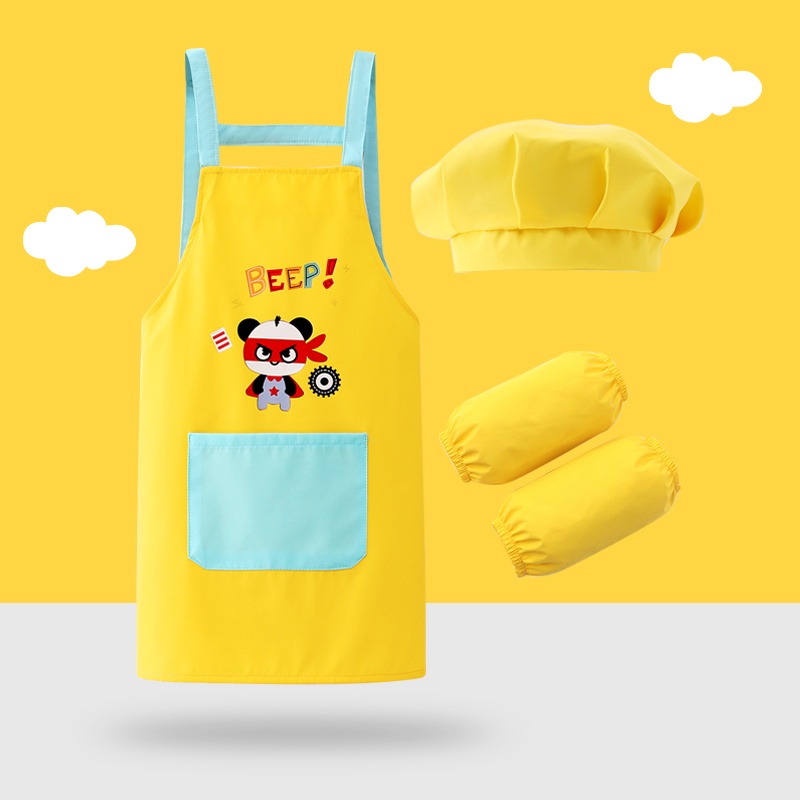 Pakaian chef, apron kalis air kanakkanak, lengan baju, topi chef
